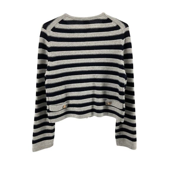 Jardin Des Orangers White Striped Wool And Cashmere Cardigan Size L - Picture 3 of 6